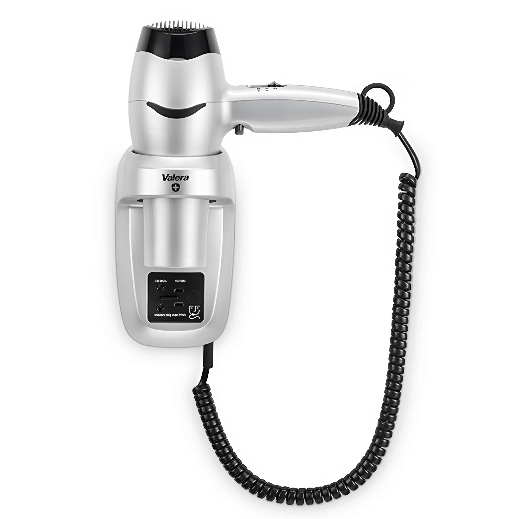 Föhn Valera Excel 1600 Shaver in zilver met wandhouder en scheeraansluiting, krachtige 1600W haardroger