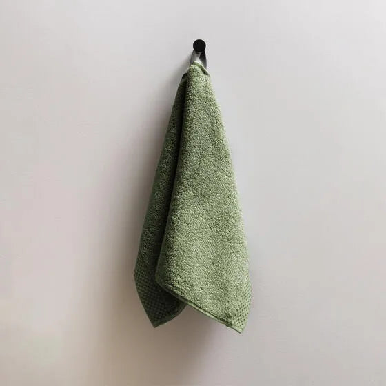Luxe groen Florence gastendoeken (3 stuks) van 100% GOTS-katoen, 600 g/m², hoge kwaliteit, zacht en absorberend.