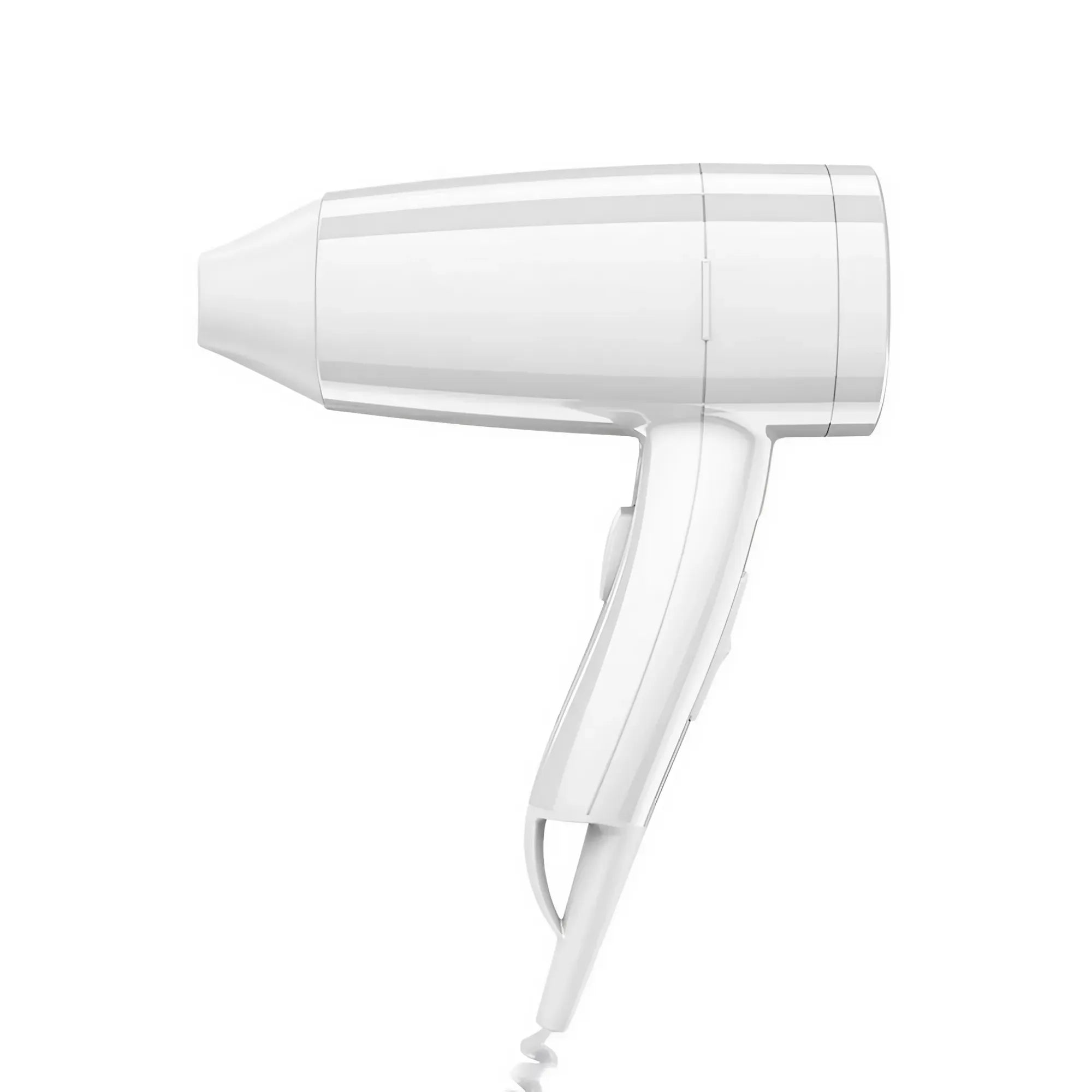 Witte haardroger Premium Push volledig in zijaanzicht op een witte achtergrond